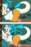 absorption_vore anthro belly big_belly big_breasts blush blush_lines breast_expansion breasts clothing digestion expansion female horn legwear pantyhose slightly_chubby solo text_box torn_clothing vore weight_gain elzie131 atlyss angela_flux kubold_(atlyss) 2:3 absurd_res comic hi_res