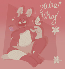 3_toes 4_fingers ambiguous_feral ambiguous_gender antennae_(anatomy) anthro arm_scar bandage bandaged_arm bandaged_chest bent_arm bent_legs blush blush_lines boxers_(clothing) cheek_tuft closed_frown clothed clothed_anthro clothed_male clothing duo ear_tuft eyebrows facial_hair facial_tuft feet feral fingers flower frown frowning_at_viewer fur grey_boxers grey_clothing grey_underwear hair hand_pawpads larger_anthro larger_male leg_scar lidded_eyes logo long_ears looking_at_viewer male male_anthro mouth_closed mustache noseless pawpads pink_pawpads plant positive_message pupils red_body red_eyebrows red_eyes red_facial_hair red_fur red_hair red_mustache scar short_hair simple_background sitting size_difference smaller_ambiguous smaller_feral sparkles standing_on_another text toes tuft underwear white_body white_flower white_fur white_pupils white_scar white_wings wings pastelprince18 mario_bros mario_plus_rabbids_kingdom_battle nintendo raving_rabbids rayman_(series) ubisoft rabbid_mario arthropod butterfly insect lagomorph lepidopteran mammal rabbid 2024 absurd_res artist_logo artist_name crossover digital_drawing_(artwork) digital_media_(artwork) english_description english_text hi_res red_theme