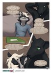 anthro biped black_body black_fur brown_eyes buckteeth dialogue duo eye_contact fur green_eyes grey_body grey_fur hair looking_at_another male male_anthro monotone_body monotone_fur multicolored_body multicolored_fur smile speech_bubble teeth text two_tone_body two_tone_fur whiskers white_hair lizardlars aidan_(lizardlars) corey mammal murid murine procyonid raccoon rat rodent 2025 absurd_res comic digital_media_(artwork) english_text hi_res