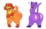 anthro big_butt black_eyebrows black_mouth black_nose black_sclera blep blush body_blush butt butt_blush collar duo embarrassed eyebrows hair hand_behind_head huge_butt huge_thighs male motion_lines multicolored_body open_mouth orange_body orange_ears orange_hair orange_tail pink_tongue purple_body purple_ears purple_hair purple_inner_ear purple_tail simple_background smug tail tail_motion tailwag thick_thighs tongue tongue_out two_tone_body white_background white_eyes yellow_body v1sage mob_entertainment poppy_playtime smiling_critters catnap_(poppy_playtime) dogday_(poppy_playtime) canid canine canis domestic_cat domestic_dog felid feline felis mammal 2024 colored digital_media_(artwork) hi_res