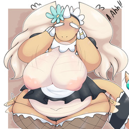 anthro areola big_breasts blush breasts claws clothing female horn huge_breasts nipples orange_body overweight overweight_anthro overweight_female pink_areola pink_nipples solo unusual_wing_placement flofluffy mythology nintendo pokemon dragon generation_9_pokemon mega_dragonite mega_evolution mythological_creature mythological_scalie pokemon_(species) scalie 1:1 absurd_res hi_res