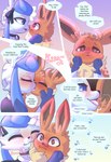 blush clothed clothing dialogue duo female feral fur hair male male/female open_mouth simple_background text tongue utopianvee nintendo pokemon eti_(utopianvee) mochi_(snowyembers) canid canine eevee eeveelution generation_1_pokemon generation_4_pokemon glaceon mammal pokemon_(species) absurd_res comic english_text hi_res