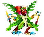 anthro claws duo flower green_body green_scales leaf pistil plant roaring scales solo standing kazu_kajito bandai_namco digimon mythology digimon_(species) dragon elemental_creature flora_fauna monster mythological_creature mythological_scalie scalie toropiamon hi_res