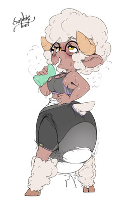 anthro athletic_wear big_diaper blush bodily_fluids bottomwear bra breasts breath brown_body clothed clothing diaper diaper_fetish diaper_peekage diaper_under_clothing drink_in_hand drinking eyelashes eyewear feces female fur furgonomics glasses half-closed_eyes hand_on_hip hooves horn huge_diaper impact_lines looking_pleasured motion_lines narrowed_eyes panting pooping rear_view sagging_diaper shorts side_boob simple_background soiled_diaper soiling soiling_diaper solo spandex spandex_shorts sports_bra sweat sweating_profusely tail thick_thighs tight_bottomwear tight_clothing tight_shorts topwear torn_bottomwear torn_clothing torn_shorts turning turning_around unclean_diaper underwear used_diaper using_diaper wardrobe_malfunction wearing_diaper wool_(fur) wool_hair yellow_eyes sophiepoof june_(lavenderlamb) bovid caprine mammal sheep hi_res signature