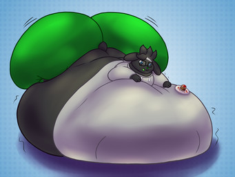 anthro belly big_belly big_butt black_eyewear black_glasses blue_background blue_eyes bottomwear burger butt clothing eyewear food glasses green_bottomwear green_clothing green_leggings green_legwear green_nose green_pants green_tongue grey_body grey_clothing grey_ears grey_hair grey_hoodie grey_tail grey_topwear hair hoodie huge_belly huge_butt hyper hyper_belly hyper_butt immobile ketchup leggings legwear lying male morbidly_obese morbidly_obese_anthro morbidly_obese_male motion_lines obese obese_anthro obese_male on_front overweight overweight_anthro overweight_male pants plate reaching_out scut_tail short_tail simple_background solo struggling tail three-quarter_view tight_clothing tongue tongue_out topwear weight_gain alvro nintendo pokemon reathe_(character) generation_8_pokemon lagomorph leporid mammal pokemon_(species) rabbit raboot 2025 4:3 colored digital_media_(artwork) hi_res shaded