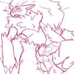 animal_genitalia animal_penis anthro balls blush bodily_fluids canine_genitalia canine_penis duo excessive_genital_fluids excessive_precum genital_fluids genitals handjob heart_symbol holding_another's_knot_root human_on_anthro interspecies knot knot_grab knot_root_grab knot_tugging knotted_penis looking_pleasured male male/male male_anthro male_on_human penile penis pokephilia precum sex spread_legs spreading kyrosh talamar nintendo pokemon generation_5_pokemon human mammal pokemon_(species) zoroark 1:1 absurd_res hi_res story story_in_description