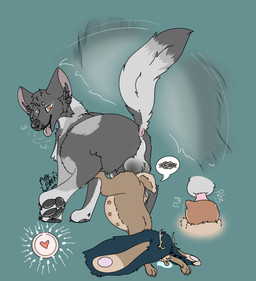 animal_genitalia animal_penis animal_vulva antlers anus ass_to_ass backsack balls belly_nipples blue_hair bodily_fluids breath brown_body butt canine_genitalia canine_penis canine_vulva cum cum_inside drooling duo ear_piercing erection female female_penetrated feral feral_on_feral feral_penetrated feral_penetrating feral_penetrating_feral fur genital_fluids genitals hair heterochromia horn impregnation interspecies interspecies_impregnation knot knot_hanging knot_root knot_tugging knotted_penis knotting long_hair looking_pleasured male male/female male_penetrating male_penetrating_female multi_nipple nipples nude open_mouth ovum ovum_with_heart panting penetration penile penile_penetration penis piercing pregnant puffy_anus raised_tail reverse_doggystyle rope saliva scut_tail sex sheath short_tail simple_background smile sperm_cell tail tail_anus tail_motion tailwag teeth text tongue tongue_out vaginal vaginal_knotting vaginal_penetration vaginal_tugging vulva m1lkb4rk mythology alex_(m1lkb4rk) canid canine canis coyote deer hare hybrid jackalope lagomorph leporid mammal mythological_creature rabbit wolf absurd_res digital_media_(artwork) hi_res