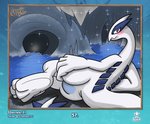 3_toes absurd_res ambiguous_gender blush butt cave cavern feet feral generation_2_pokemon hi_res legendary_pokemon looking_at_viewer looking_back lugia lying nintendo on_side pinup pokemon pokemon_(species) pose solo ssecrets151 suggestive tail toes water