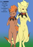 blep clothing collar collar_only costume halloween_costume holidays nude nude_anthro nude_female one_eye_closed serious_face text tongue tongue_out wink lonelywolfy halloween nintendo pokemon generation_1_pokemon ninetales pokemon_(species) vulpix hi_res