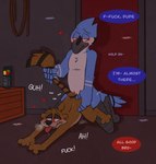 anal anal_penetration anthro aroused doggystyle duo from_behind_position male male/male penetration rough_sex sex tail tail_pull rotten_robbie cartoon_network regular_show truly_(drink) mordecai_(regular_show) rigby_(regular_show) avian bird blue_jay corvid jay_(bird) mammal new_world_jay oscine passerine procyonid raccoon hi_res