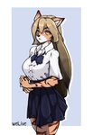 anthro asian_clothing bottomwear clothing costume east_asian_clothing female fur japanese_clothing japanese_school_uniform pose school_uniform shirt skirt solo topwear uniform welive felid feline mammal absurd_res hi_res pinup