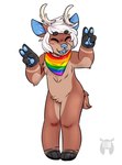 accessory antlers black_body black_ears black_fur blue_inner_ear blue_nose blue_pawpads blue_tongue blush brown_body brown_ear brown_fur brown_tail chibi crotch_tuft dipstick_tail eyes_closed facial_piercing fur gesture hair hand_gesture happy horn kerchief lgbt_pride male markings multicolored_accessory multicolored_body multicolored_ears multicolored_fur multicolored_hair multicolored_kerchief multicolored_neckerchief multicolored_neckwear neckerchief neckwear nose_piercing nose_ring open_mouth pawpads piercing pride_color_accessory pride_color_bandanna pride_color_kerchief pride_color_neckerchief pride_color_neckwear pride_colors rainbow_pride_colors ring_piercing simple_background six-stripe_rainbow_pride_colors solo tail tail_markings tongue tuft two_tone_ears two_tone_tail v_sign white_background white_hair fleurfurr jackalope lagomorph mammal 2019 hi_res watermark