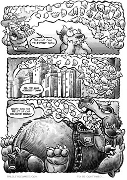 anthro balls belly big_belly building camera city dialogue duo eating food genitals male night overweight overweight_male tail text jwbalsley boss_rat chester_the_rat stinky_the_rat mammal murid murine rat rodent 2026 comic english_text hi_res monochrome