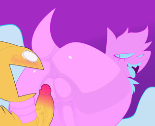 anthro arms_tied balls bdsm big_butt big_penis blush blush_lines bondage bound butt chest_tuft duo erection femboy fluffy fluffy_chest fog fur genitals hair huge_butt humanoid_genitalia humanoid_penis imminent_anal imminent_sex lips lipstick makeup male male/male nude open_mouth penis pink_body pink_fur restraints sharp_teeth simple_background smile submissive tail teeth thick_thighs tuft wide_hips yellow_body yellow_fur woopyy aimkid_(copyright) cat_(aimkid) soft_fuzzy_man_(aimkid) canid canine canis domestic_cat domestic_dog felid feline felis ghost mammal spirit wolf absurd_res digital_media_(artwork) hi_res