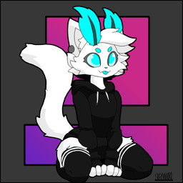 anthro clothed clothing crossdressing ear_piercing ear_ring femboy hoodie legwear male piercing ring_piercing solo thigh_highs topwear skrivhatoro moth_cat_(skrivhatoro) arthropod felid hybrid insect lepidopteran mammal moth 1:1 absurd_res hi_res