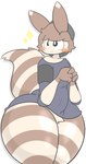absurd_res anthro blue_clothing blue_shirt blue_topwear bottomless clothed clothing furret generation_2_pokemon girly hi_res male nintendo pokemon pokemon_(species) shirt topwear wide_hips zaclyn