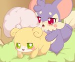 all_fours ambiguous_penetration chibi doggystyle duo female feral from_behind_position fur male male/female milk penetration purple_body purple_fur sex white_body white_fur yellow_body yellow_fur young young_feral sake_kemosalmon himitsu_no_cocotama nikori_(cocotama) renji_(cocotama) cocotama 6:5 absurd_res hi_res