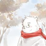 anthro blush clothed clothing eyewear glasses green_eyes male scarf solo furball_shirokm bear mammal polar_bear ursine 1:1 2018