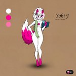 anthro female fluffy hair paws pink_body slim solo standing tail white_body white_hair artbydarvin yoki_j_(yj) 1:1 absurd_res digital_media_(artwork) hi_res