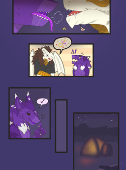 5_panel_comic after_kiss agreement anthro black_sclera bodily_fluids broken_horn camping_tent clothing drooling duo fur gender_symbol heart_symbol horn long_tongue male male/male male/male_symbol male_symbol purple_body purple_eyes purple_fur requesting saliva scales sex_request sexuality_symbol surprised symbol tongue wings narphion xrosemarcyx mythology godrelion_(character) narphion_(sergal) dragon mythological_creature mythological_scalie scalie sergal absurd_res comic hi_res