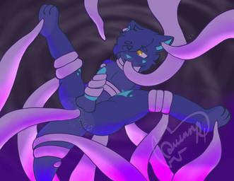 anal anal_penetration anthro asphyxiation blue_body choking ear_penetration feet looking_pleasured male oral oral_penetration penetration restrained sex solo spread_legs spreading tentacle_sex tentacles quinnnight quinn_(quinnnight) catshark absurd_res hi_res