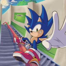 5_fingers action_pose anthro clothing cloud day detailed_background fingers footwear green_eyes male pose shoes solo stairs sun bhomba145 sega sonic_the_hedgehog_(series) sonic_the_hedgehog eulipotyphlan hedgehog mammal 1:1 absurd_res hi_res