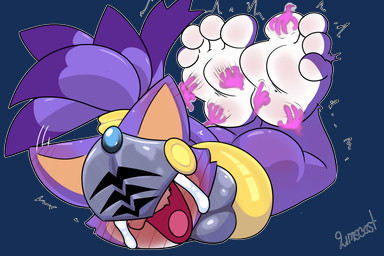 4_toes anthro blush bodily_fluids bound butt countershade_feet countershading crying_laughing disembodied_hand feet female foot_fetish foot_focus laugh legs_up lying on_front open_mouth purple_body restrained solo tears tickling tickling_feet toes limscast sega sonic_and_the_black_knight sonic_storybook_series sonic_the_hedgehog_(series) blaze_the_cat sir_percival_(sonic_and_the_black_knight) felid feline mammal 3:2 absurd_res alpha_channel hi_res