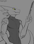 5_fingers anthro clothed clothing fingers looking_at_viewer male solo yellow_eyes xaenyth drayk_dagger scalie shurian 2021 digital_media_(artwork) hi_res sketch