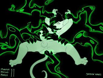 3_toes 4_fingers anal anal_fingering anthro arms_above_head balls big_butt bound butt feet finger_in_mouth fingering fingers front_view genitals hair handjob humanoid_genitalia humanoid_penis male nipples penile penis questionable_consent sex sexual_assault spread_legs spread_toes spreading suspension text thick_thighs toes metal_(artist) lokie_ebonheart mammal murid murine rat rodent shadow_hand void_monster 2026 english_text hi_res