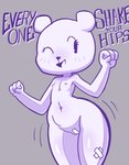 4_fingers anthro bear cartoon_network disfigure english_text female fingers flat_chested mammal motion_lines navel nipples nude one_eye_closed open_mouth open_smile paper pussy_tape simple_background smile solo tape teri_(tawog) text the_amazing_world_of_gumball thick_thighs white_body wide_hips wink