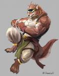 abs anthro biceps clothed clothing fur hair male muscular muscular_anthro muscular_male pecs solo gawein-dragon canid canine canis mammal wolf 2019 hi_res