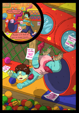 age_regression ageplay backroom clothed clothing diaper humiliation infantilism male playground regression roleplay solo text transformation wearing_diaper young ahcocqui dinosaur prehistoric_species reptile scalie absurd_res comic digital_media_(artwork) english_text hi_res