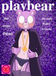 anthro blush clothing eyewear glasses humanoid_hands male parody purple_body solo text underwear charlot26889466 playboy unicorn_wars padre_(unicorn_wars) bear mammal 2023 3:4 cover magazine_cover spanish_text