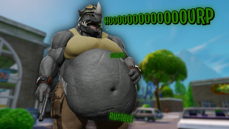 belly big_belly bloated burping grey_body horn male musclegut muscular open_mouth rumbling_stomach solo twiilightdusk epic_games fortnite teenage_mutant_ninja_turtles rocksteady mammal rhinoceros 3d_(artwork) digital_media_(artwork)