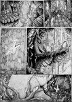 4_panel_comic detailed_background glowing horn roots sitting kimohouse hollow_knight team_cherry vessel_(species) 2024 absurd_res comic digital_media_(artwork) hi_res monochrome traditional_media_(artwork)