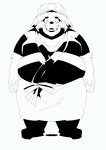 anthro apron belly big_belly biped clothing eyes_closed humanoid_hands kemono male overweight overweight_male solo sigenoya takotyutyu canid canine mammal raccoon_dog tanuki 2021 absurd_res hi_res monochrome