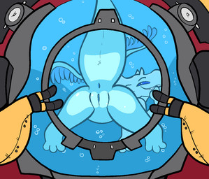 against_surface anus ass_on_glass butt female genitals glass grin machine on_glass presenting presenting_hindquarters presenting_vulva smile solo tail teasing teasing_viewer teeth thick_tail vulva trout_(artist) wildgate sal_(wildgate) alien amphibian aquatic axolotl mole_salamander robot salamander digital_media_(artwork)