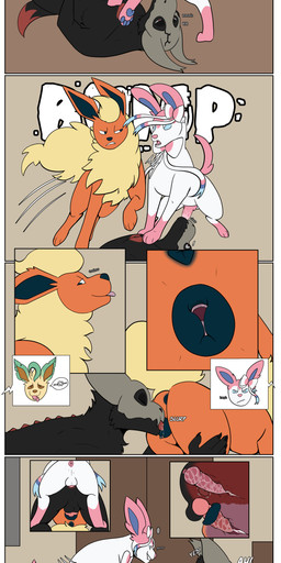 anal anal_penetration animal_genitalia animal_penis animal_vulva anthro anthro_on_feral anthro_penetrated bestiality bisexual bodily_fluids canine_genitalia canine_penis cum cum_inside cunnilingus dialogue doggystyle dominant dominant_male erection fangs female female_penetrated feral feral_penetrating feral_penetrating_anthro from_behind_position from_front_position genital_fluids genitals group half-closed_eyes inside knot larger_anthro larger_male looking_at_another looking_pleasured lying male male/female male/male male_anthro male_feral male_on_anthro male_on_feral male_penetrated male_penetrating male_penetrating_female male_penetrating_male mating_grip missionary_position narrowed_eyes on_back on_ground open_mouth oral oral_penetration penetration penile penile_penetration penis penis_size_difference plant sex size_difference sleeping smaller_male smaller_penetrated smile speech_bubble submissive submissive_male tail tail_motion tailwag teeth text thick_thighs tongue tongue_out tree trio trio_focus vaginal vaginal_penetration vulva wide_hips x-ray_view antoszowa nintendo pokemon canid canine eeveelution flareon generation_1_pokemon generation_4_pokemon generation_6_pokemon leafeon mammal pokemon_(species) sylveon absurd_res comic english_text hi_res long_image tall_image