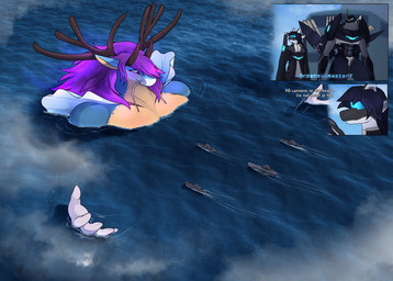 4_ears anthro battleship big_breasts black_body black_ears black_hair black_skin blue_arms blue_body blue_ears blue_eyewear blue_goggles blue_scales blue_skin blue_text breasts brown_horn clothed clothed_anthro clothed_male clothing dialogue eyewear female giga goggles group hair horn huge_breasts larger_female larger_nude larger_robot long_hair machine macro macro_female male multi_ear navy nude nude_female nude_macro purple_eyes purple_hair scales sea ship size_difference smaller_anthro smaller_clothed smaller_male solo_focus split_form tan_body tan_breasts tan_inner_ear tan_scales text trio vehicle warship water watercraft whiskers white_arms white_hands white_inner_ear white_text white_whiskers eel_(artist) jewish_mythology mythology mercury_(eel) serin_(skye) tylenules_(eel) aquatic aquatic_dragon dragon eastern_dragon fish leviathan merfolk mythological_creature mythological_marine mythological_scalie robot scalie absurd_res english_text hi_res female_(lore)