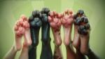16:9 3d_(artwork) 4_toes ambiguous_gender black_pawpads canid canine canis claws digital_media_(artwork) digitigrade domestic_dog feet foot_focus foot_shot group hi_res hindpaw mammal pawpads paws pink_pawpads tchaikovsky2 toe_claws toes wet widescreen
