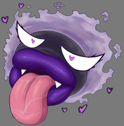 ambiguous_gender bodily_fluids drooling heart_eyes heart_symbol lips looking_at_viewer open_mouth saliva sharp_teeth simple_background smoke solo teeth thick_lips tongue tongue_out locitony nintendo pokemon gastly generation_1_pokemon ghost pokemon_(species) spirit digital_media_(artwork) hi_res