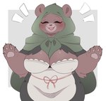 anthro biped blush border breasts brown_body brown_fur cleavage clothed clothing eyes_closed female fur pawpads simple_background solo white_border anotherbearsimp mama_mellow_(anotherbearsimp) bear mammal hi_res