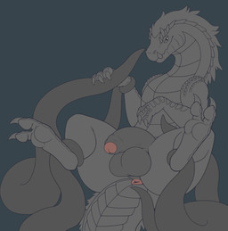 2_toes anus balls big_balls big_penis claws digitigrade feet feral finger_claws flaccid foreskin genitals humanoid_genitalia humanoid_genitalia_on_feral humanoid_penis male male_feral penis presenting presenting_anus presenting_balls presenting_penis solo tail toe_claws toes kedoragi capcom monster_hunter fanged_wyvern scalie tobi-kadachi absurd_res hi_res