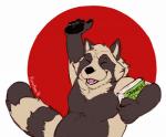 anthro book fur holding_book holding_object japanese_flag male simple_background slightly_chubby smile solo standing text purekoor keith_(koorivlf) canid canine mammal raccoon_dog tanuki 2018 digital_drawing_(artwork) digital_media_(artwork) english_text