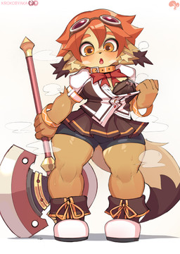 5_fingers anthro axe black_body black_bottomwear black_bra black_clothing black_fur black_nose black_shorts black_underwear blush bodily_fluids bottomwear bra breasts brown_body brown_eyes brown_fur chibi clothing dipstick_tail eyebrows eyewear female fingers fur goggles hair holding_axe holding_object kemono looking_at_viewer markings multicolored_body multicolored_fur open_mouth patreon_logo red_eyewear red_goggles red_hair short_hair shorts shortstack shortstack_female simple_background smile solo steam steaming subscribestar_logo tail tail_markings tan_body tan_fur teeth tongue underwear undressing krokobyaka class_of_heroes patreon subscribestar dwarf_(coh) 2023 colored digital_media_(artwork) english_description hi_res