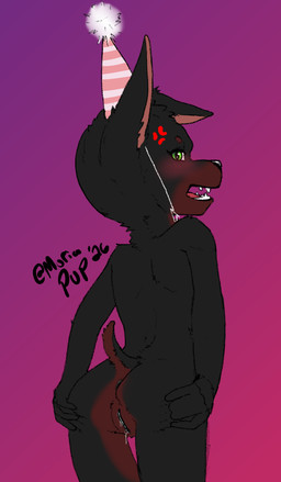 adolescent adolescent_anthro anthro anus aroused biped birthday black_anus black_body black_ears black_fur black_nose black_tail black_text black_vulva blush blush_lines blushing_at_viewer bodily_fluids brown_body brown_countershading brown_eyebrows brown_fur brown_perineum brown_tail butt circle_eyebrows clothing countershade_butt countershade_crotch countershade_face countershade_fur countershade_legs countershade_neck countershade_perineum countershade_tail countershade_thighs countershading cross-popping_vein dripping eyebrows eyelashes fangs female female_adolescent female_anthro fingers floppy_ears fur genital_fluids genitals gradient_background green_eyes hat hat_only head_tuft headgear headgear_only headwear headwear_only humanoid_genitalia humanoid_hands humanoid_vulva inviting inviting_to_sex inviting_viewer iris loli looking_at_viewer looking_back looking_back_at_viewer mostly_nude mostly_nude_anthro mostly_nude_female multicolored_body multicolored_clothing multicolored_fur multicolored_hat multicolored_headwear multicolored_tail one_ear_up open_mouth party_hat pattern_clothing pattern_hat pattern_headgear pattern_headwear perineum pink_background pink_blush pink_clothing pink_hat pink_headwear pink_inner_ear pink_stripes pink_tongue presenting presenting_hindquarters presenting_vulva pupils purple_background raised_tail rear_view short_tail simple_background slim slim_anthro slim_female snout solo spread_butt spreading striped_clothing striped_hat striped_headgear striped_headwear stripes tail teeth text tongue tuft two_tone_body two_tone_clothing two_tone_fur two_tone_hat two_tone_headwear two_tone_tail vaginal_fluid_drip vaginal_fluids vulva white_clothing white_hat white_headwear white_sclera white_stripes young young_anthro young_female moriapup moria_(moriapup) canid canine canis dobermann domestic_dog mammal pinscher 2026 artist_name dated digital_media_(artwork) english_description hi_res portrait three-quarter_portrait