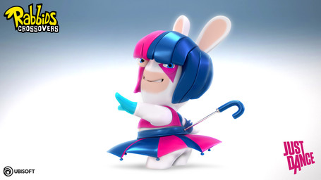 anthro bangs blue_clothing blue_hair blue_handwear blue_mittens blue_wristband bodypaint bottomwear clothed clothed_anthro clothed_female clothing crop_top dancing face_paint featureless_legs female female_anthro fully_clothed fully_clothed_anthro fully_clothed_female fur gradient_background hair handwear logo long_ears looking_at_viewer medium_hair mittens multicolored_body multicolored_bottomwear multicolored_clothing multicolored_hair multicolored_skirt noseless pink_bottomwear pink_clothing pink_crop_top pink_shirt pink_skirt pink_topwear shirt short_legs simple_background skirt smile smiling_at_viewer solo standing straight_arm tan_inner_ear teeth text title topwear two_tone_body two_tone_bottomwear two_tone_clothing two_tone_hair two_tone_skirt white_body white_fur thomas_veyrat disturbia_(rihanna_song) just_dance just_dance_4 raving_rabbids rayman_(series) rihanna ubisoft lagomorph mammal rabbid 16:9 2016 3d_(artwork) 4k absurd_res adobe_illustrator_(artwork) adobe_photoshop_(artwork) autodesk_3ds_max_(artwork) colored crossover digital_media_(artwork) english_description english_text full-length_portrait hi_res official_art portrait widescreen zbrush_(artwork)