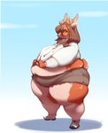 anthro belly bottomwear brown_hair clothing femboy hair hotpants huge_thighs jacket love_handles male moobs morbidly_obese morbidly_obese_anthro morbidly_obese_male muffin_top multicolored_body obese obese_anthro obese_male overweight overweight_anthro overweight_male plantigrade shorts solo thick_thighs tight_clothing topwear two_tone_body cozynakovich deer mammal 2020 hi_res