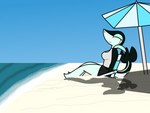 anthro beach breasts clothed clothing female green_body outside sand sea seaside sky smile solo tail umbrella water spearmintserpent nintendo pokemon spearmint_(spearmintserpent) generation_5_pokemon pokemon_(species) reptile scalie snivy 2023 4:3 digital_drawing_(artwork) digital_media_(artwork) hi_res trans_(lore) trans_woman_(lore)