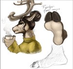 anthro antlers beverage candy chocolate clothing cloven_hooves container cup dessert ear_piercing ear_ring feet female food foot_focus hair hair_bun hoof_fetish hoof_focus hooved_toes hooves horn hot_chocolate mug piercing ring_piercing side_view soles solo sweater topwear underhoof cinnahbunn ammi_(cinnahbunn) deer mammal new_world_deer reindeer